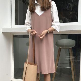 Plain V-neck Strappy Dress