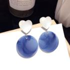 Acrylic Heart & Disc Dangle Earring 1 Pair - Blue - One Size
