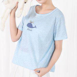 Whale Embroidered Short-sleeve T-shirt
