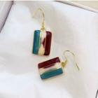 Retro Color Panel Rectangle Dangle Earring As Shown In Figure - One Size
