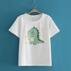 Round Neck Monster Print Short Sleeve T-shirt
