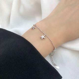 925 Sterling Silver Rhinestone Starfish Bracelet As Shown In Figure - One Size