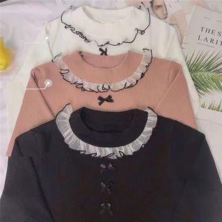 Bow Ruffle-trim Sweater