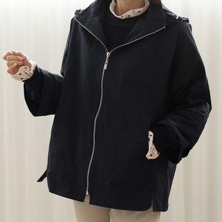 Hooded Slit-side Zip-up Jacket