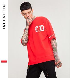 Oversized Dip-back Gothic-print T-shirt