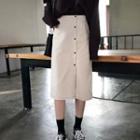 Button-up Denim Midi Skirt