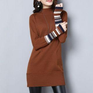 Striped Mock Neck Knit Tunic