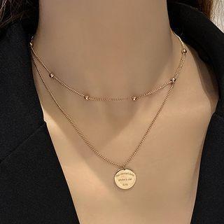 Disc Necklace Ax106 - Rose Gold - One Size