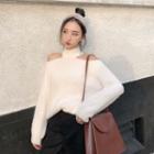 Mock-neck Cold Shoulder Sweater
