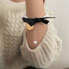 Bow Faux Pearl Bracelet Gold - One Size