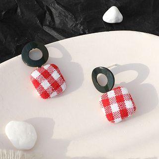 Plaid Square Dangle Earring 1 Pair - 1612 - As Shown In Figure - One Size