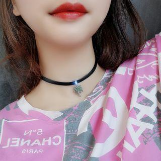 Alloy Palm Tree Pendant Choker Silver - One Size