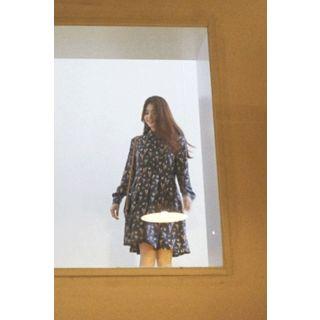 Pattern Pleated Shirtdress With Tie