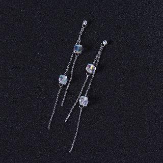 Faux Crystal Cube Fringed Earring Silver Needle - As Shown In Figure - One Size