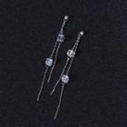 Faux Crystal Cube Fringed Earring Silver Needle - As Shown In Figure - One Size