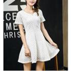 Perforated Short-sleeve A-line Dress