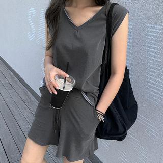 Tank Top & Sweat Shorts Lounge Set Charcoal Gray - One Size