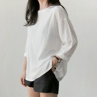 Round-neck Checked Top