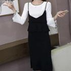 Set: Long-sleeve Knit Top + Knit Dress