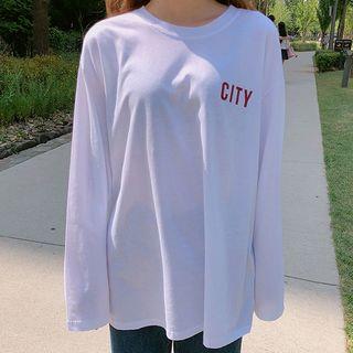 Letter Print Loose-fit T-shirt White - One Size