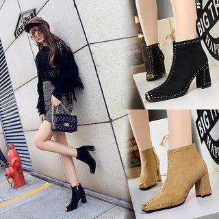 Studded Block Heel Ankle Boots / Pumps