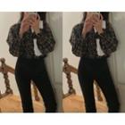 [dearest] Raglan Frill-trim Plaid Blouse