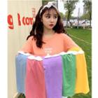 Wide Short-sleeve T Shirt Top Green - Xxxs