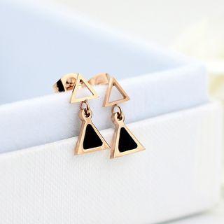 Triangle Drop Earrings Rose Gold - One Size