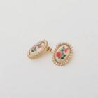 Vintage Flower Cameo Style Earrings Gold - One Size