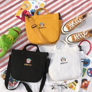 Cartoon Embroidered Canvas Tote Bag