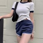Short-sleeve Ringer T-shirt / High-waist Sweatshorts