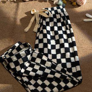 Checkerboard Drawstring-cuff Sweatpants