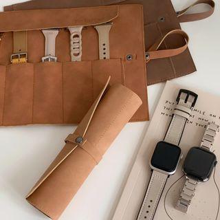 Faux Leather Apple Watch Band Storage Bag