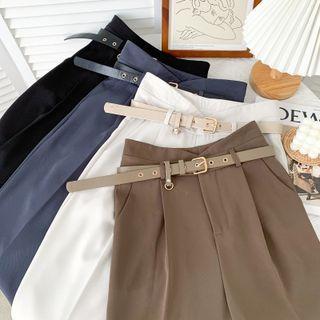 Asymmetrical High-waist Straight-cut Dress Pants