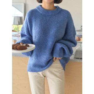 Crew-neck Wool Blend Boxy Sweater