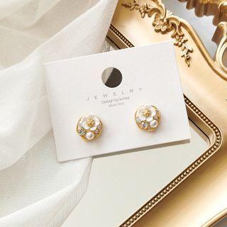 Flower Faux Pearl Alloy Earring 1 Pair - Gold - One Size