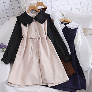 Peter Pan-collar Long-sleeve Shirt A-line Dress