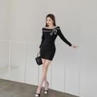 Off-shoulder Bow-trim Minidress