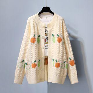 Print Cable Knit Cardigan