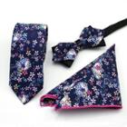 Set Of 3: Printed Neck Tie + Bow Tie + Pocket Square Mz-30 - One Size