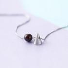 925 Sterling Silver Cone & Bead Pendant Necklace As Shown In Figure - One Size
