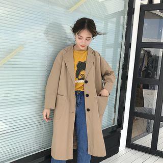 Plain Loose-fit Long Coat
