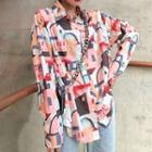 Print Long-sleeve Loose-fit Shirt As Shown In Figure - One Size