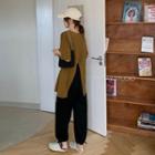 Slit-back Loose T-shirt / Tie-hem Jogger Pants
