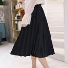 Elastic-waist Pleated Skirt