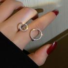 Rhinestone Circle Open Ring Silver - One Size