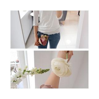 Elbow-sleeve Frill-edge T-shirt