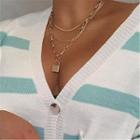 Alloy Padlock Pendant Layered Necklace Gold - One Size