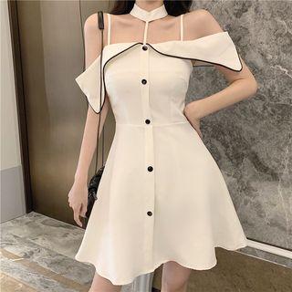 Off-shoulder Halter Mini Dress