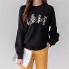 Sequined-letter Napped Sweatshirt